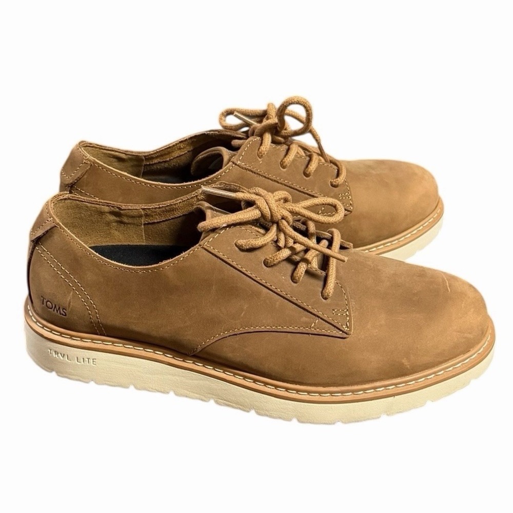 TOMS Navi Trvl Lite Oxford Shoes Men's Size 7 Brown Lace‎ Up Low Top